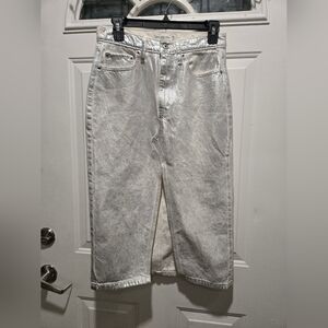 Abercrombie & Fitch Silver Metallic Jean Skirt